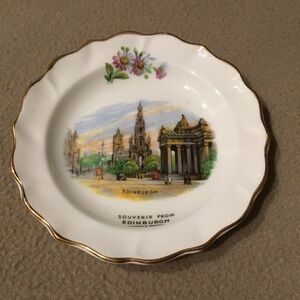 Edinburgh Souvenir Decorative White and Gold Trinket Plate